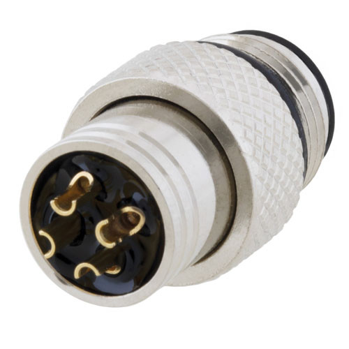 M12 4 Position D-code Mold Connector, Male, Shielded