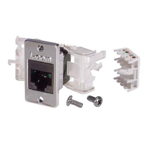 Cat5E Keystone Jack RJ45 Tool-less EIA568A/B w/ Mounting Flange Kit Black