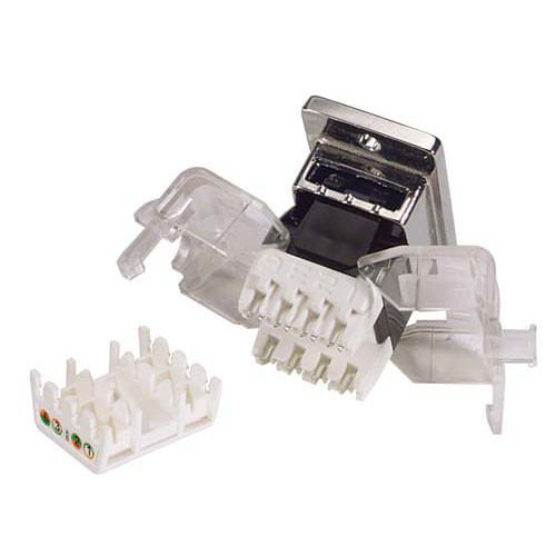 Cat6 Keystone Jack RJ45 Tool-less EIA568A/B w/ Mounting Flange Black