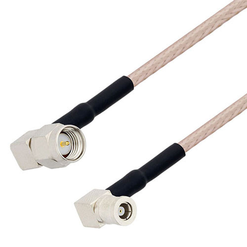 SMA Male Right Angle to SMB Plug Right Angle Cable Assembly using RG316 Coax, 1 FT with HeatShrink, LF Solder