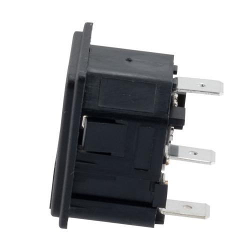 AC PEM C14 type 1.0 mm Snap-In Panel Mount IEC inlet connector AC power entry module with 6.3 mm Quick-Connect Fuseholder