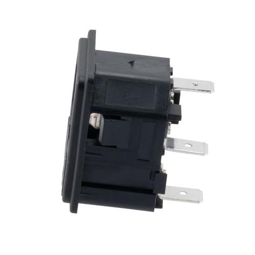 AC PEM C14 type 3.0 mm Snap-In Panel Mount IEC inlet connector AC power entry module with 6.3 mm Quick-Connect Fuseholder