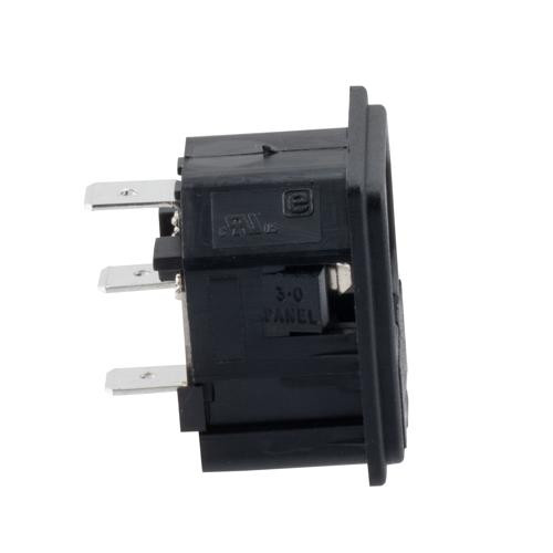 AC PEM C14 type 3.0 mm Snap-In Panel Mount IEC inlet connector AC power entry module with 6.3 mm Quick-Connect Fuseholder