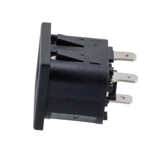 AC PEM C14, 1.5mm Panel Snap-In, 4.8mm Quick-connect