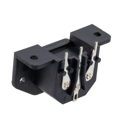 AC PEM C14, Panel Flange, Right Angle, Thru-hole PCB