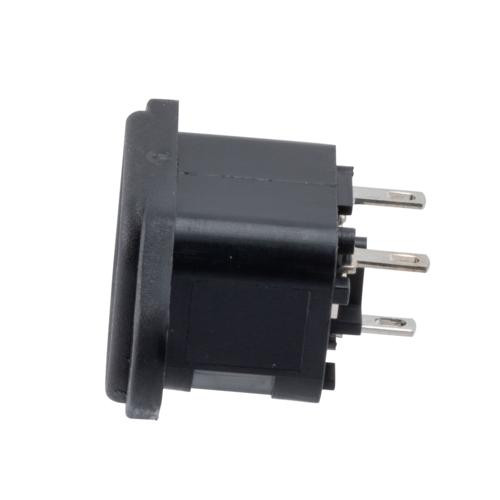 AC PEM C14, Panel Horizontal Flange, 2.8mm Solder tab