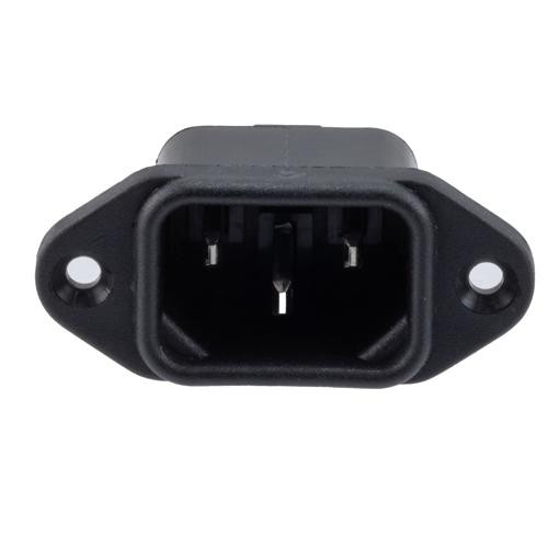 AC PEM C14, Panel Horizontal Flange, 2.8mm Solder tab