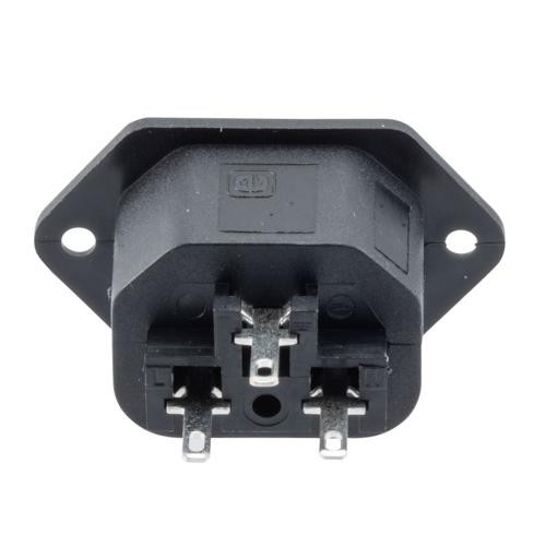 Flange-mount IEC Outlet for 60320-2-2/F, 2.8 mm solder tabs