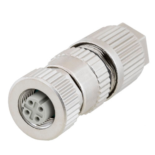 M12 4 Pin D-Code Female Shielded Field Termination Connector