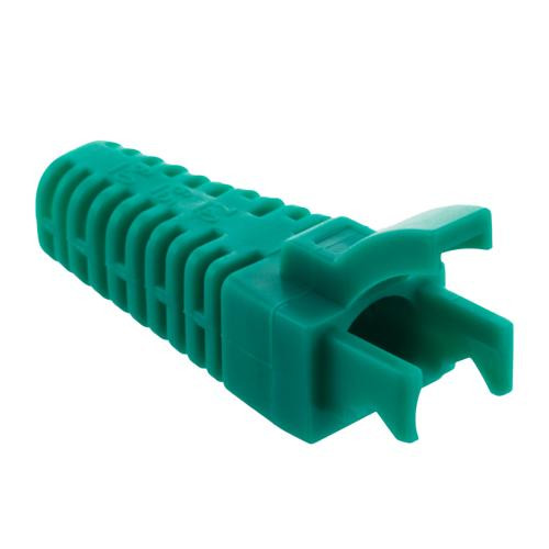 RJ45 Adjustable "Shark Fin" Style Boot for Long Body RJ45 Plugs, Cut-to-Fit, Fits Cables 5.5 to 7.0mm, Green, 100 Pack