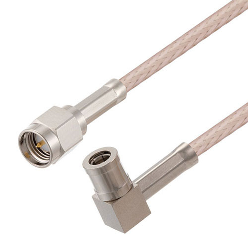 SMA Male to SMB Plug Right Angle Cable Assembly using RG316-DS Coax, 2 FT , LF Solder
