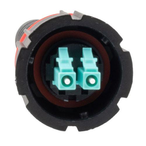 IP68 ODVA Compatible LC Duplex Connector, MM 10G Duplex Aqua, 4.8mm, no Dust Cap
