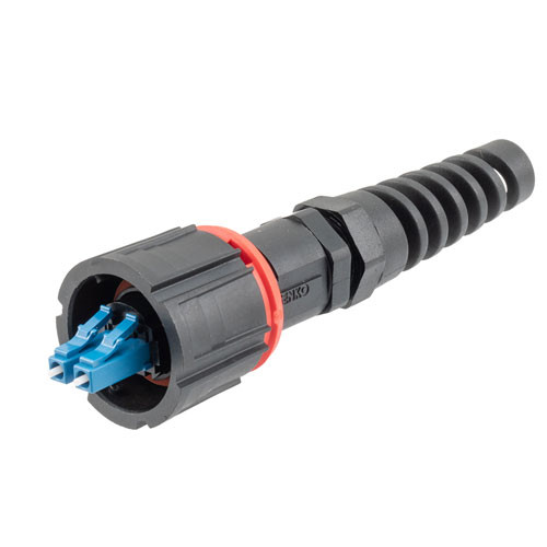 IP68 ODVA Compatible LC Duplex Connector, SM Duplex Blue, 6.0mm crimp sleeve, no Dust Cap
