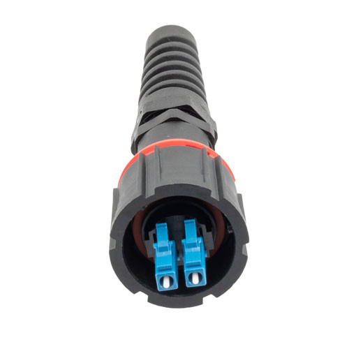 IP68 ODVA Compatible LC Duplex Connector, SM Duplex Blue, 6.0mm crimp sleeve, no Dust Cap