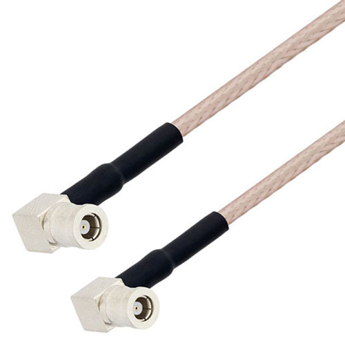 SMB Plug Right Angle to SMB Plug Right Angle Cable Assembly using RG316 Coax, 2 FT with HeatShrink