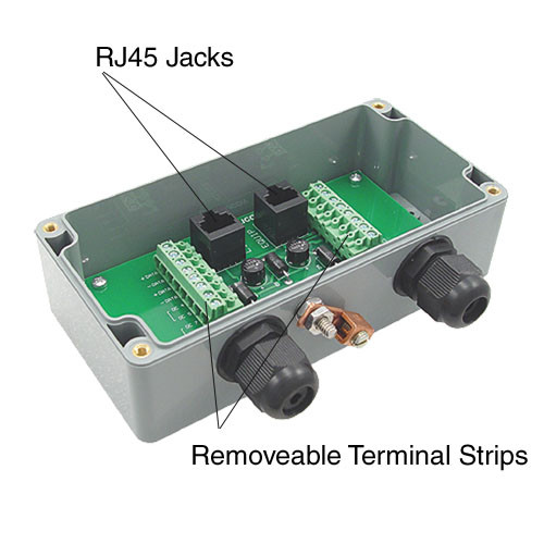 Weatherproof 10/100 Base-T CAT5 Lightning Protector - RJ45/Screw Terminals