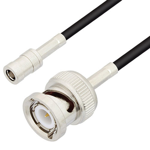 SMB Plug to BNC Male Cable Assembly using RG174 Coax, 1 FT , LF Solder