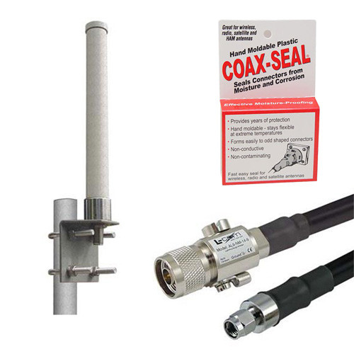 Helium Hotspot Antenna Upgrade Kit, 3dBi 800MHz Omni w/ N Male to RP-SMA Plug, 20ft Low Loss 400 Cable and Lightning Protector