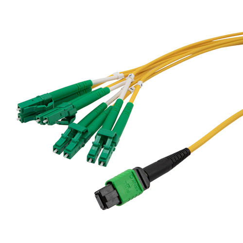 Type A MPO w/o pins to LC/APC fan-out, 2.0mm Diameter, 8 Fiber, Single Mode OS2 9/125, LSZH Jacket, 3 Meter