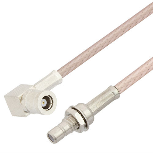 SMB Plug Right Angle to SMB Jack Bulkhead Cable Assembly using RG316 Coax, 3 FT