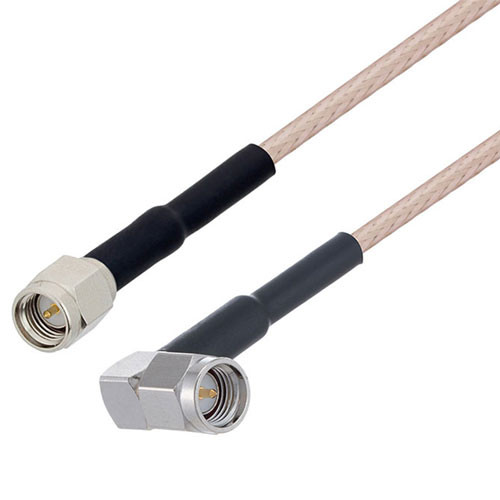 SMA Male to SMA Male Right Angle Cable Assembly using RG316-DS Coax, 1 FT - LCCA31447-FT1