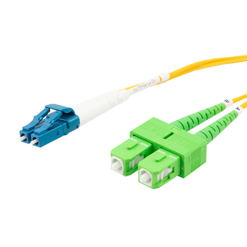 Fiber Optic Patch Cable SC/APC to LC/UPC Duplex 9/125 single mode OS2 LSZH, 3 meter