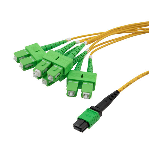 Type A MPO w/o pins to SC/APC fan-out, 2.0mm Diameter, 8 Fiber, Single Mode OS2 9/125, LSZH Jacket, 5 Meter