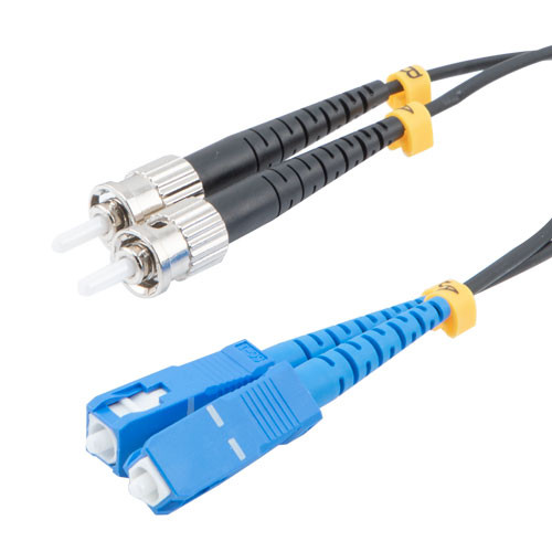 Fiber Optic Patch Cable SC/UPC to ST/UPC Duplex 9/125 SMF G.652.D 4.8mm Black, (LSZH) w/internal spiral armor, 15 meter
