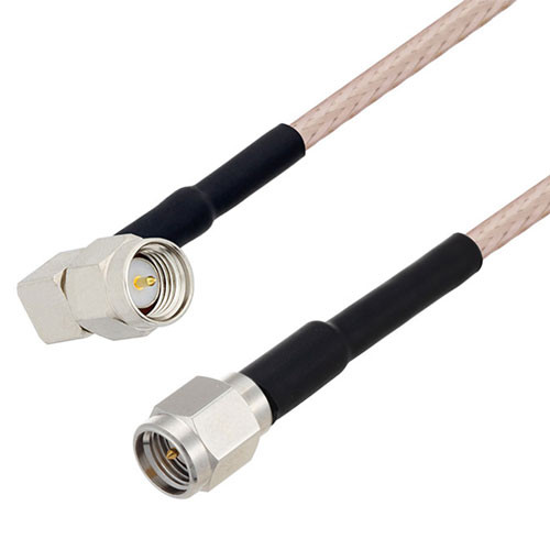 SMA Male Right Angle to SMA Male Cable Assembly using RG316-DS Coax, 0.5 FT with HeatShrink