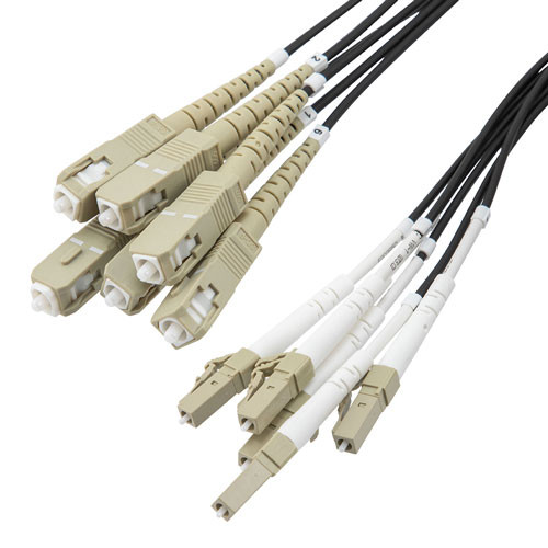 6 Strand LC/UPC to SC/UPC 62.5/125 OM1, 5.0mm Distribution Cable, 2.0mm Breakout 0.5M, LSZH - 15M