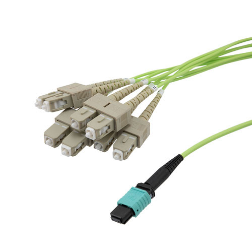 Type A MPO w/o pins to SC/UPC fan-out, 2.0mm Diameter, 8 Fiber, Multimode OM5 100GB 50/125, LSZH Jacket, 1 Meter