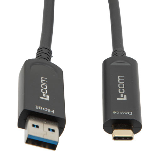 USB 3.1 Active Optical Cable, A male to C male, Backwards Compatible, PVC Jacket, 10 Meters