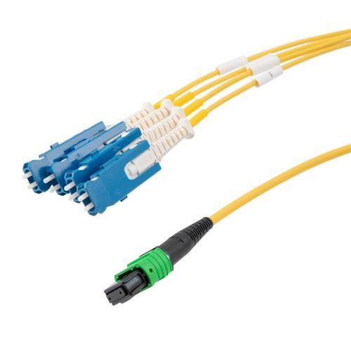 MPO APC w/o Pins to 4xSN (8 strand) UPC Cable Assembly, Single Mode, Plenum Rated, 2 Meter
