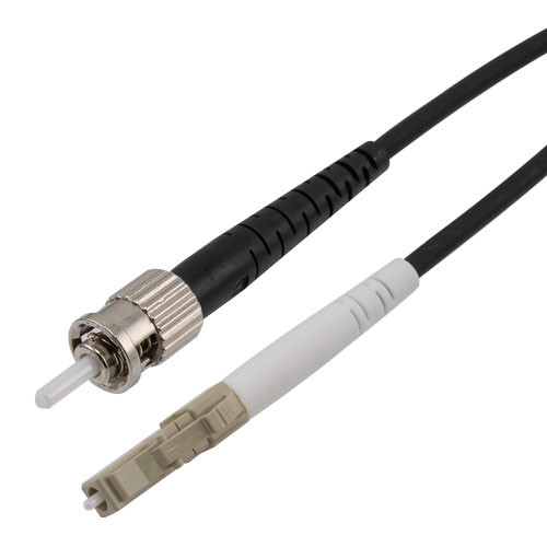 Fiber Optic Patch Cable LC/UPC to ST/UPC Simplex 62.5/125 OM1 MMF 3.0mm Black, (LSZH) w/ internal spiral armor, 10 meter
