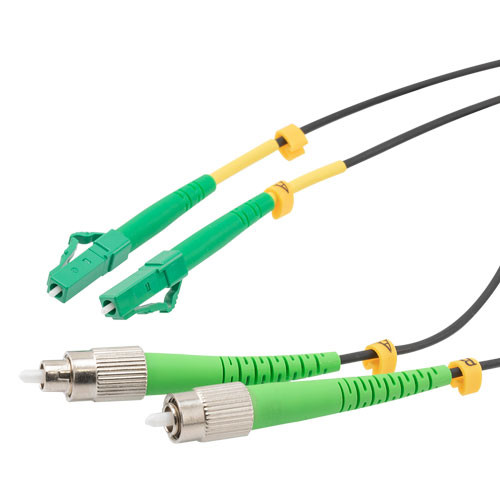 Fiber Optic Patch Cable FC/APC to LC/APC Duplex 9/125 SMF G.652.D 4.8mm Black, (LSZH) w/internal spiral armor, 5 meter