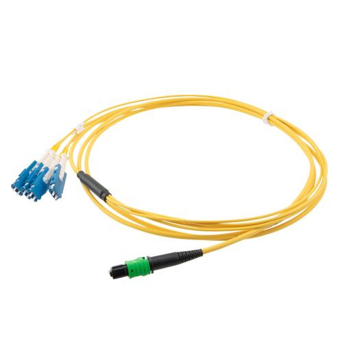 MPO APC w/o Pins to 4xSN (8 strand) UPC Cable Assembly, Single Mode, Plenum Rated, 10 Meter