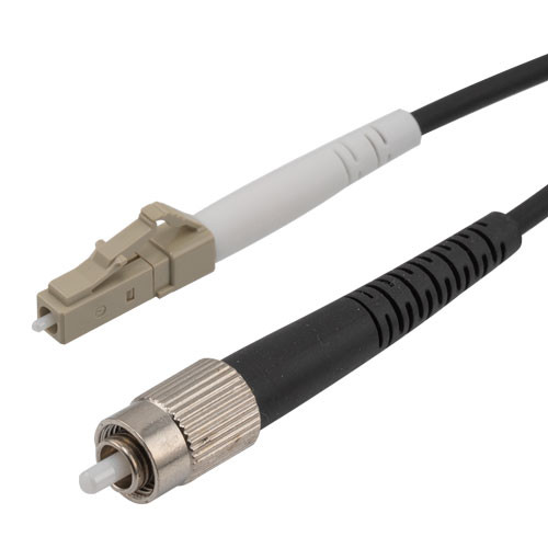 Fiber Optic Patch Cable FC/UPC to LC/UPC Simplex 50/125 OM3 MMF 3.0mm Black, (LSZH) w/ internal spiral armor, 2 meter