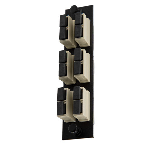 Fiber Sub Panel SC Duplex Multimode Couplers, 6 count, Bronze Sleeve, Beige Connector, Black