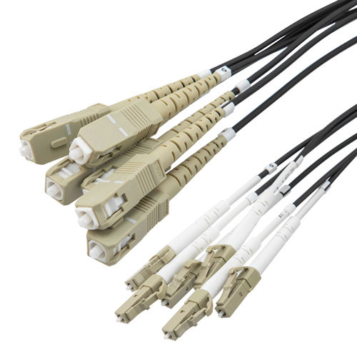 6 Strand LC/UPC to SC/UPC 50/125 OM4, 5.0mm Distribution Cable, 2.0mm Breakout 0.5M, LSZH - 20M