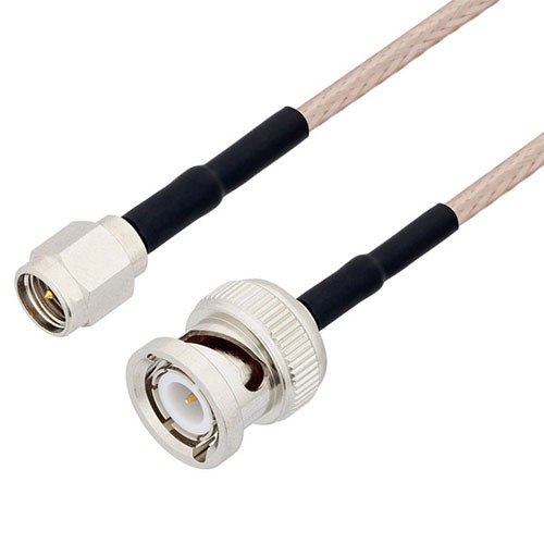 SMA Male to BNC Male Cable Assembly using RG-316 Coax, 2 FT with HeatShrink, LF Solder