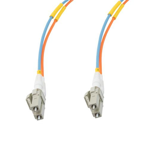 LC UPC duplex to LC UPC duplex, MM OM1, military tactical distribution cable assembly, 15 meters