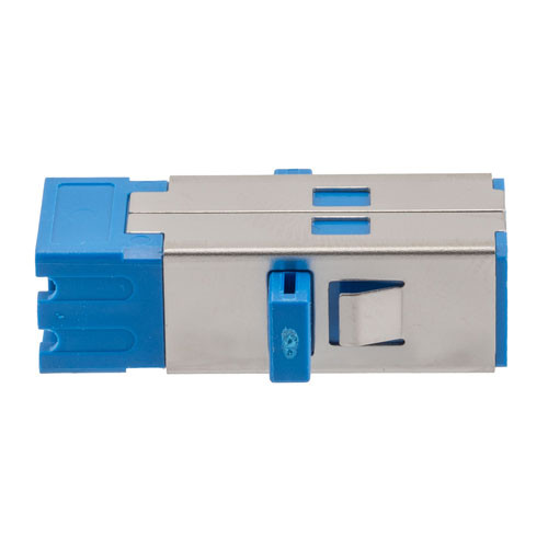 SN SC Simplex Dual Channel (4 fiber) Adapter, with  flange, Blue