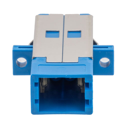 SN SC Simplex Dual Channel (4 fiber) Adapter, with  flange, Blue