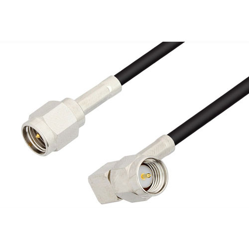 SMA Male to SMA Male Right Angle Cable Assembly using RG174 Coax, 3 FT