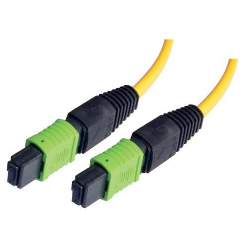 MPO w/o pins to MPO w/o pins, 6 Fiber Ribbon, 9/125 Singlemode, OFNR Jacket, Yellow, 25.0m