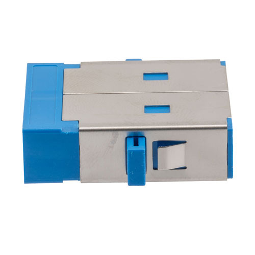 SN SC Duplex Quad Channel (8 fiber) Adapter, with  flange, Blue