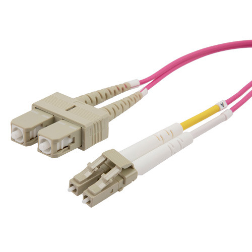 Fiber Optic Patch Cable LC to SC Duplex 50/125 multimode OM4 OFNP, 2 meter