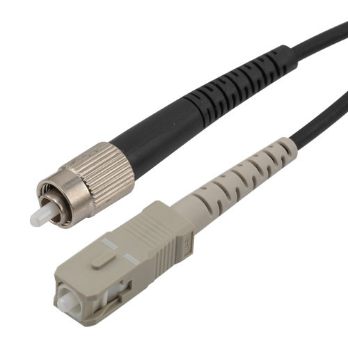 Fiber Optic Patch Cable FC/UPC to SC/UPC Simplex 50/125 OM3 MMF 3.0mm Black, (LSZH) w/ internal spiral armor, 2 meter