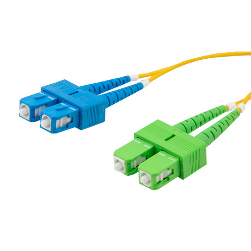 Fiber Optic Patch Cable SC/APC to SC/UPC Duplex 9/125 single mode OS2 OFNP, 15 meter