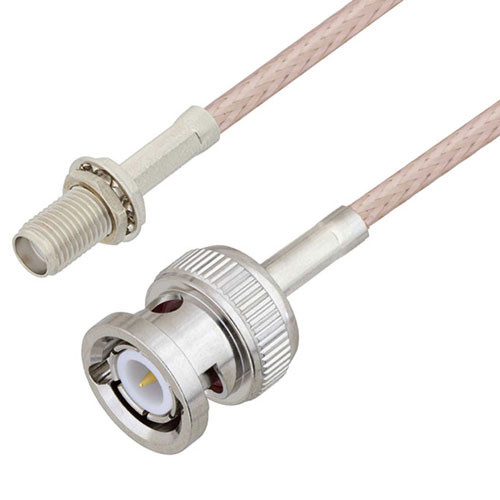 SMA Female Bulkhead to BNC Male Cable Assembly using RG316-DS Coax, 2 FT , LF Solder